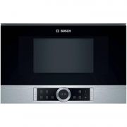 Cuptor cu microunde încorporabil BOSCH Seria 8 BFL634GS1, 21L, 900W (5 Trepte), 7 Programe, Inel rotativ, Funcție timer, Sistem hidrolitic, Display TFT cu TouchControl, 42dBA, Inox