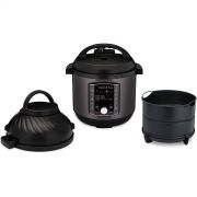 Multicooker și AirFryer Instant Pot Pro Crisp 8, 7.6l, 1500W, 11 funcții, Vas interior aplatizat din inox cu mânere, 11 sisteme de siguranță, Grătar multifuncțional, Cablu 90cm, 11.88kg, Negru