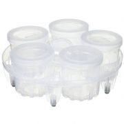 Set de accesorii Instant Pot Yogurt Cups and Rack 210-0003-01, 5 recipiente de 150ml din polipropilenă PF-1002, Grătarul poate fi folosit la sterilizarea biberoanelor de 260ml, Fără BPA, 302g, DW Safe