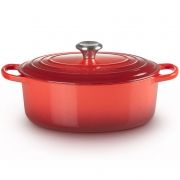 Vas pentru gătit cu capac Le Creuset Signature Collection Cast Iron Oval Casserole 21178310602430, Capacitate 6.3l, D31cm, H17.9cm, L40.4cm, Fontă emailată, Toate sursele de căldură, Cerise Red