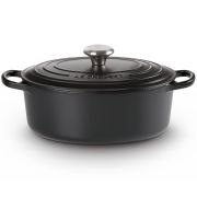 Vas pentru gătit cu capac Le Creuset Signature Collection Cast Iron Oval Black Interior 21178310000430, Capacitate 6.3l, D31cm, H17.9cm, L40.4cm, Fontă emailată, Toate sursele de căldură, Licorice Matte Black