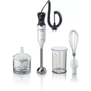 Blender de mână BOSCH ErgoMixx MS6CA41H50, 800W (12 viteze și Turbo), Cuțit QuattroBlade, Picior inox, Cablu Helix 140cm, Acc mărunțire (500ml), Tel inox, Vas mixare gradat (600ml), White/Anthracite