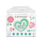 Scutece ecologice de unica folosinta Attitude pentru nou-nascuti (sub 5 kg), 28 bucati  