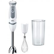 Blender de mână BRAUN MultiQuick 5 Vario MQ5205WH, 1000W (21 viteze și Turbo), Picior inox, Tel, Vas mixare gradat (600ml), Cablu 120cm, Mâner moale, Powerbell Plus, SplashControl, EasyClick, Premium White/Grey