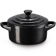 Vas pentru gătit cu capac Le Creuset Stoneware Collection Petite Round Casserole 71901101400000, Capacitate 0.25l, D10cm, H8.1cm, L10.6cm, Argilă glazurată, Cuptor-Grill-Microunde, -23°~260°C, Black Onyx