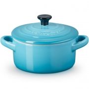 Vas pentru gătit cu capac Le Creuset Stoneware Collection Petite Round Casserole 71901101700100, Capacitate 0.25l, D10cm, H8.1cm, L10.6cm, Argilă glazurată, Cuptor-Grill-Microunde, -23°~260°C, Caribbean Teal