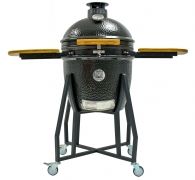 Grătar ceramic Kamado, Diametru 22 inch/56 cm, Dispozitiv de afumare, Negru