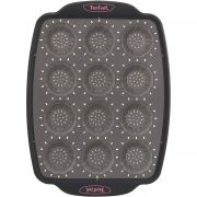 Formă de copt TEFAL 12 Tarlets CrispyBake J4171414, 29x21cm, Silicon Platinum Ultra Flex, Java Pepper Grey