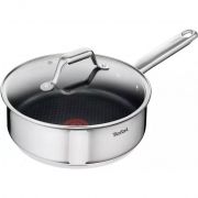 Cratiță pentru sotat cu capac TEFAL ULTIMUM H8123225, D24cm, V2.4L, Oțel inoxidabil, THERMO-SPOT, Înveliș antiaderent TITANIUM 2X, Gaz-Electric-Vitroceramică-Inducție, Mâner fix nituit, DW Safe