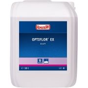 Detergent profesional BUZIL Optiflor EX G 477 G477-0010, 10 litri, pH 6.5~7.5, Folosit la curățenia de bază a textilelor cu fir natural sau sintetic și a mobilierului tapițat, Pătrunde adânc în fibre