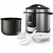 Multicooker All-In-One Philips Viva HD2237/40, 1300W, 6L, Oală cu înveliș ceramic, Funcţie de gătit presetată, Controlul timpului, Funcție de păstrare la cald 12 ore, Argintiu