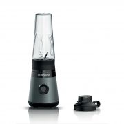 Blender de masă BOSCH Serie 2 VitaPower MMB2111S, 450W (o viteză), Sistem Pro Performance, Cuțit ProEdge, Pasează direct în sticlă ToGo antiscurgere, 86 dBA, Argintiu / Negru