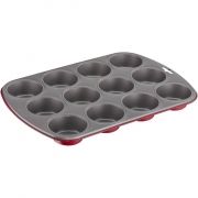 Formă de copt TEFAL 12 Muffins DeliBake J1645074, 38x27cm, Oțel carbon, Kaiser Red