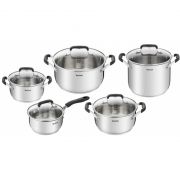 Set de oale din inox Tefal Cook&Cool E493SA74, 10 piese, inductie, interior gradat, Inox