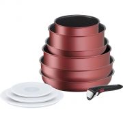 Set de vase Tefal L3989402 Ingenio Daily Chef, 10 piese, D.22cm, 24cm, 20cm, 26cm,16cm, 1 x mâner detașabil, Tehnologie Thermo-Fusion™, Suprafață antiaderentă Titanium 2X, Compatibil: Gaz, Ceramică, Inductie