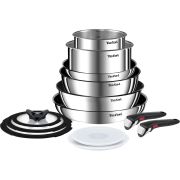 Set de vase de gătit TEFAL Ingenio Emotion L897SD74, 13 piese,D16;18;20;22;24;28, Suprafață anti-aderentă Titanium Mineralia+, Fără PFOA, Inox