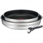 Set de 3 piese Tefal Ingenio Jamie Oliver L9569432,  Thermo-Spot, Acoperire TitaniumPro, Compatibilitate: Toate plitele, inclusiv inducția, Culoare: Argintiu / Negru