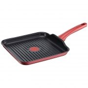 Tigaie Grill TEFAL Character C6824052, L26x26cm, Tehnologie Thermo-Spot, Material: Inox, Compatibilitate: Electric, Gaz, Vitroceramic, Inducție,  Mâner ergonomic, Culoare: Negru / Roz