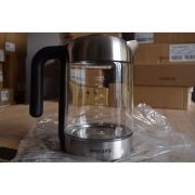 Fierbător din sticlă Philips Seria 5000 HD9339/80, 1850-2200W, Capacitate 1.7l, Indicator luminos albastru, Capac și filtru anticalcar detașabile, Bază Pirouette 360°, Cablu 0.75m înfășurabil sub bază, Metal