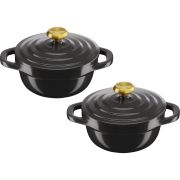 Set de 2 oale cu capace TEFAL Air Cocotte E255S255, D11cm, V0.45L, Aluminiu turnat