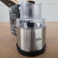 Râșniță de cafea și condimente BRAUN MQ60, Sistem EasyClick, Din oțel inoxidabil, Bază/capac antiderapant, Fără BPA, Timpul maxim de operare este de 20 secunde, DW Safe, Stainless Steel