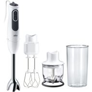 Blender de mână BRAUN MultiQuick 3V Vario MQ 3125B, 750W (11 viteze și Turbo), Tocător 0.35L, Tel dublu, Pahar gradat 0.6L, SplashControl, EasyClick, PowerBell Plus, Mâner cu prindere superioară, Charcoal Grey