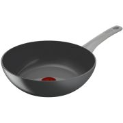 Tigaie Wok TEFAL Renew On C4271932, D28cm, 100% aluminiu reciclat, Indicator Thermo-Signal, Compatibil cu inducția, Înveliș ceramic, Gri