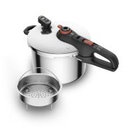 Oală sub presiune TEFAL Secure Chrono P2590701, Volum 6l, 5 sisteme de siguranță, 2 nivele de presiune, Controlul presiunii, Coș pentru preparare la aburi, Timer, Oțel inoxidabil