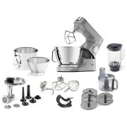 Robot de bucătărie KENWOOD Titanium Chef Baker KVC85.594SI - 0W20011481, 1200W (10 trepte), 2 vase (5l/3.5l), Cântar integrat, Ecran LCD, Blender, Mașină de tocat, Procesor alimente, 4 accesorii patiserie