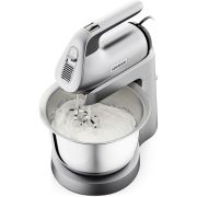 Mixer cu bol KENWOOD Chefette HMP54.000SI - 0W22210023, 650W (5 viteze și Impuls), Bol rotativ din inox de 3.5l, Teluri duble inox, Malaxoare duble inox, Mâner SureGrip, Argintiu