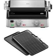 Grătar electric BRAUN MultiGrill 7 Contact CG7020 - 0X17900000, 2000W, Maximum 230°C, 3 moduri de gătire, 2 termostate electronice independente,1 placă grill, 1 placă griddle, G5.50kg