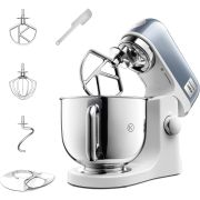 Robot de bucătărie planetar KENWOOD kMix Special Edition KMX760ABL - 0W20011441, 1000W (6 trepte și Turbo), Vas inox 5l, Corp aluminiu turnat, Set patiserie (tel 16 brațe, cârlig, paletă K), Juniper Blue